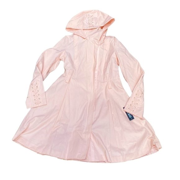 Steve Madden Hooded Trench Coat Jacket Womens Small Belt Romantic Pink Jacket - Picture 1 of 5